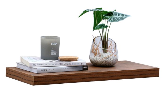 our floating timber wall shelf